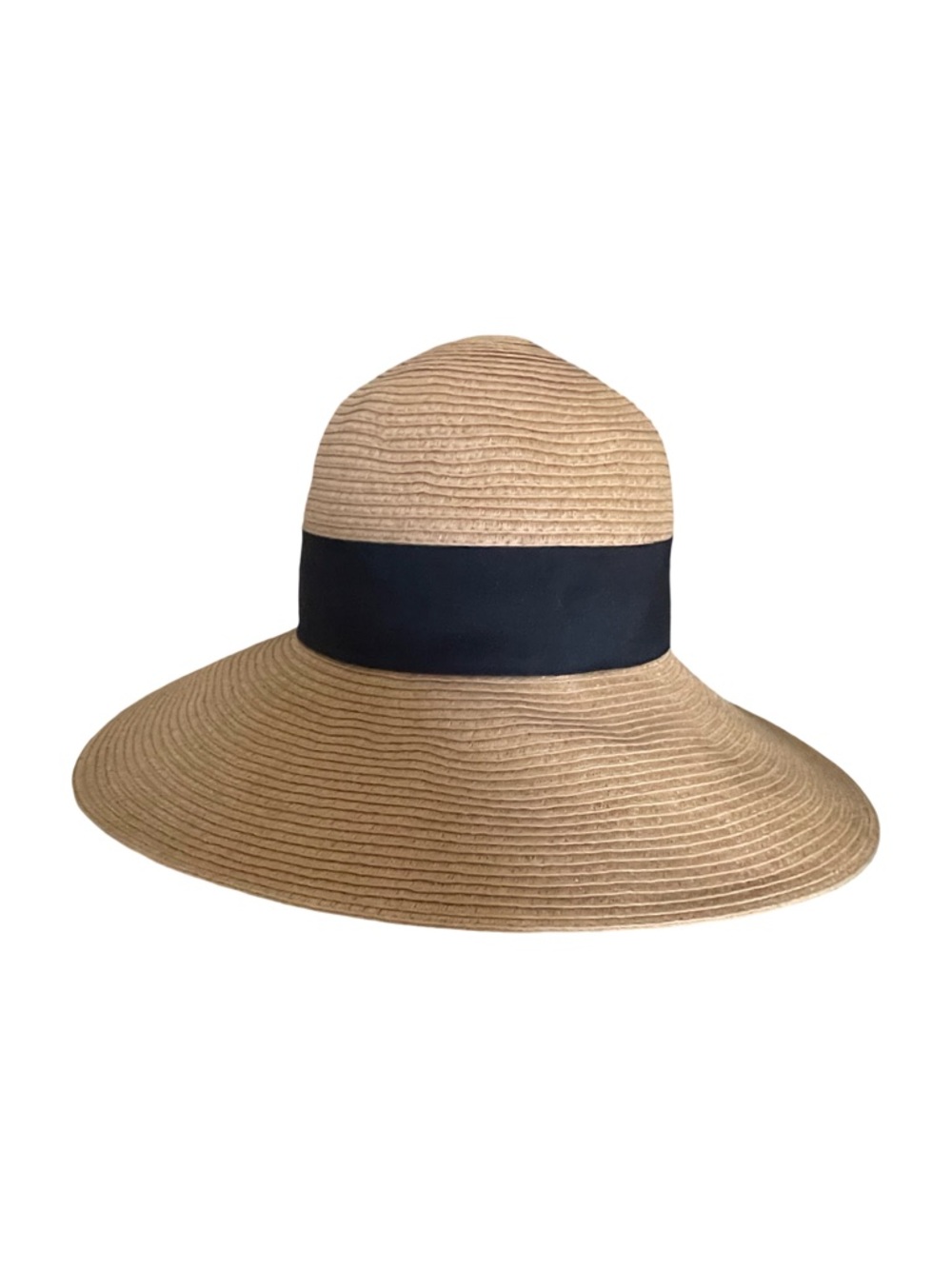 Nordstrom Wide Brim Straw Sun Hat with Black Ribbon Band - Picture 5 of 12